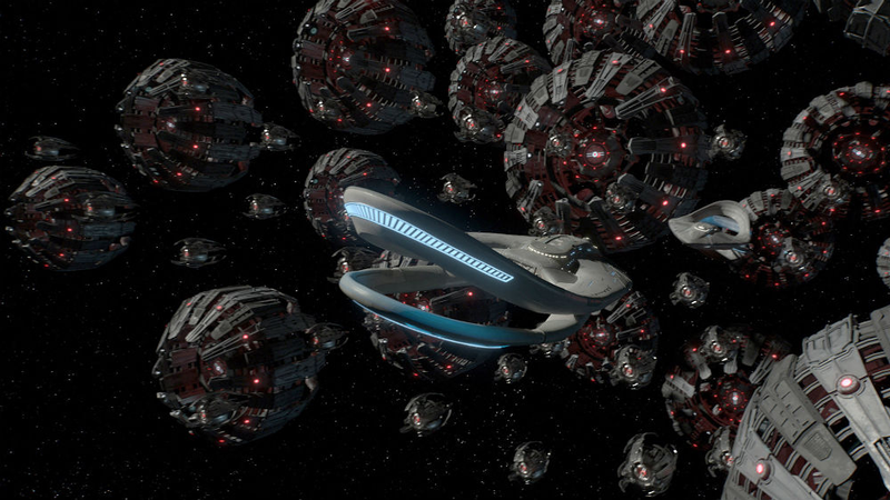 Kaylon ships surround the Orville.